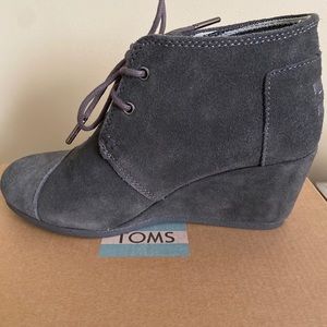 TOMS suede wedge bootie